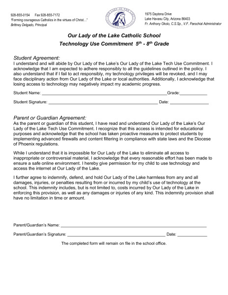 Technology Use Commitment 5th - 8th Grade