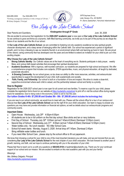 Welcome Letter